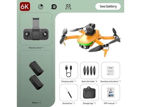 S5S Mini Drone con cámara 6K HD Evitación de obstáculos con láser (2 baterías - Duración de la batería: 18 min - Naranja) YIZHOOD