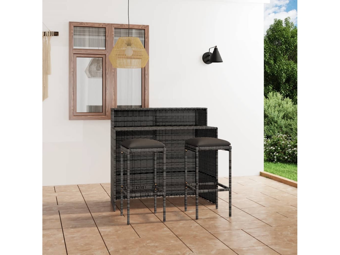 Pcs Conjunto De Bar Para Jardim Com Almofadões Cinzento Dkd Home Decor