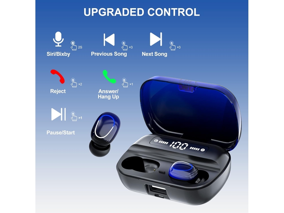 Auriculares Inalámbricos Auriculares de Graves Inmersivos Inalámbricos Bluetooth 5.2 con Micrófono con Cancelación de Ruido Auriculares YEMAESRE