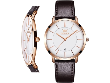 VEANXIN Set de regalo para mujer Reloj de cuarzo resistente al agua en oro rosa(esfera blanca)