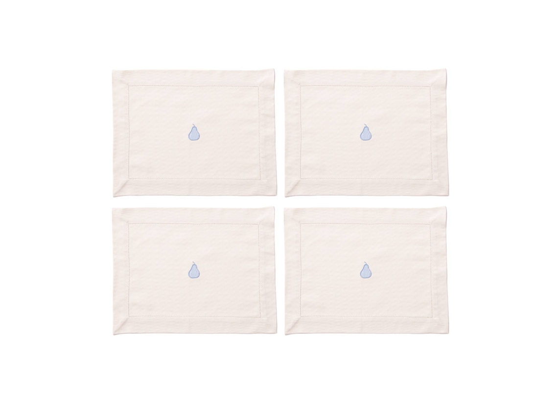 Juego de 4 manteles individuales 45x35cm 180GSM en algodón Crema y Azul BENETTON