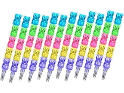 Lápices Apilables Con Diseño De Oso, Paquete De 24 Unidades, Para Niños Y Niñas, Material Escolar.