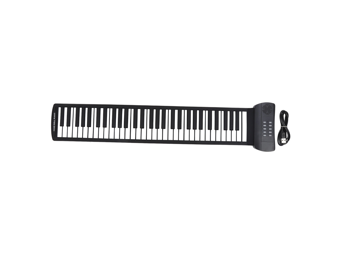 Piano Enrolável Portátil 61 Teclas 16 Timbres 6 Músicas Demo Com Fone De Ouvido Para Crianças Iniciantes