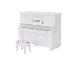 Dan26-accesorios Para Casas De Muñecas: Mini Piano Vertical Con Taburete, Mueble Simulado Blanco, Juguete 1:12