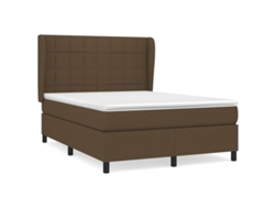 Maison Exclusive - Cama Box Spring Con Colchón Tela Marrón Oscuro 140x200 Cm