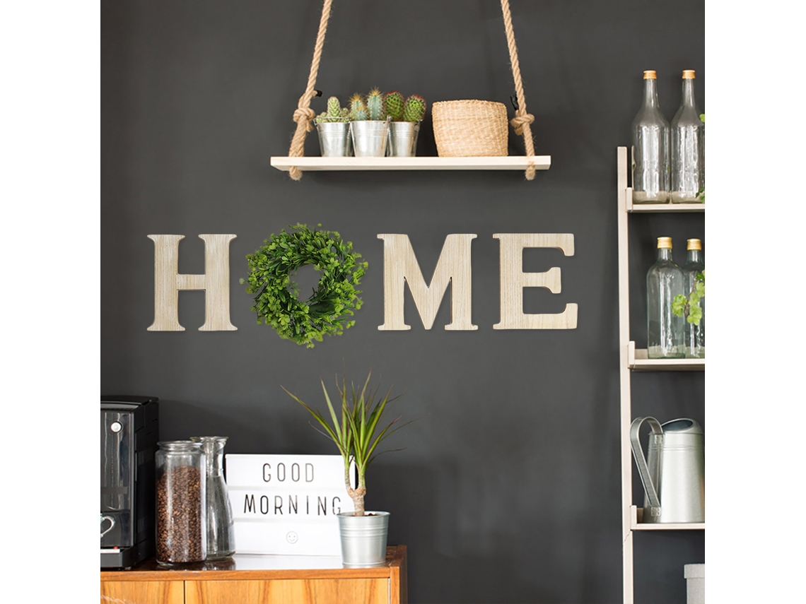 Placa de pared con letras de inicio, madera, decoración Jm020