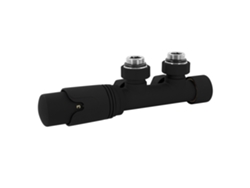 Juego de grifo termostático angular para radiador Luxebath Multiblock negro