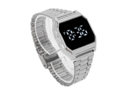 Reloj Deportivo Digital Rectangular Led Con Pantalla Táctil, Luz Nocturna Y Alarma, Brazalete De Acero Inoxidable Plateado.