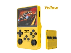 Consola de videojuegos portátil retro R36s, pantalla IPS de 3,5 pulgadas, compatible con 21 simuladores, color amarillo