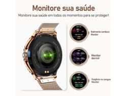 Smartwatch  Chronus Mujer con Llamada Bluetooth 1.32'' Sports Spo2 Reproductor de Música para Android Ios Gold