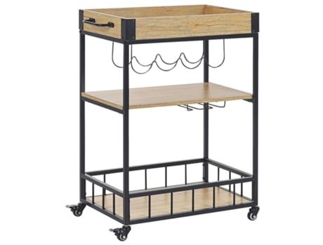 Carrito de cocina madera clara/negro BELIANI Hullet