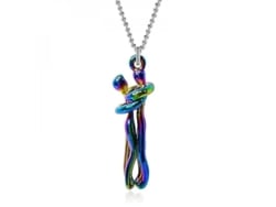 Collares De Pareja Abrazo Afectuoso Colgante Para Hombre Y Mujer Cadena 45+5cm Ycr Multicolor