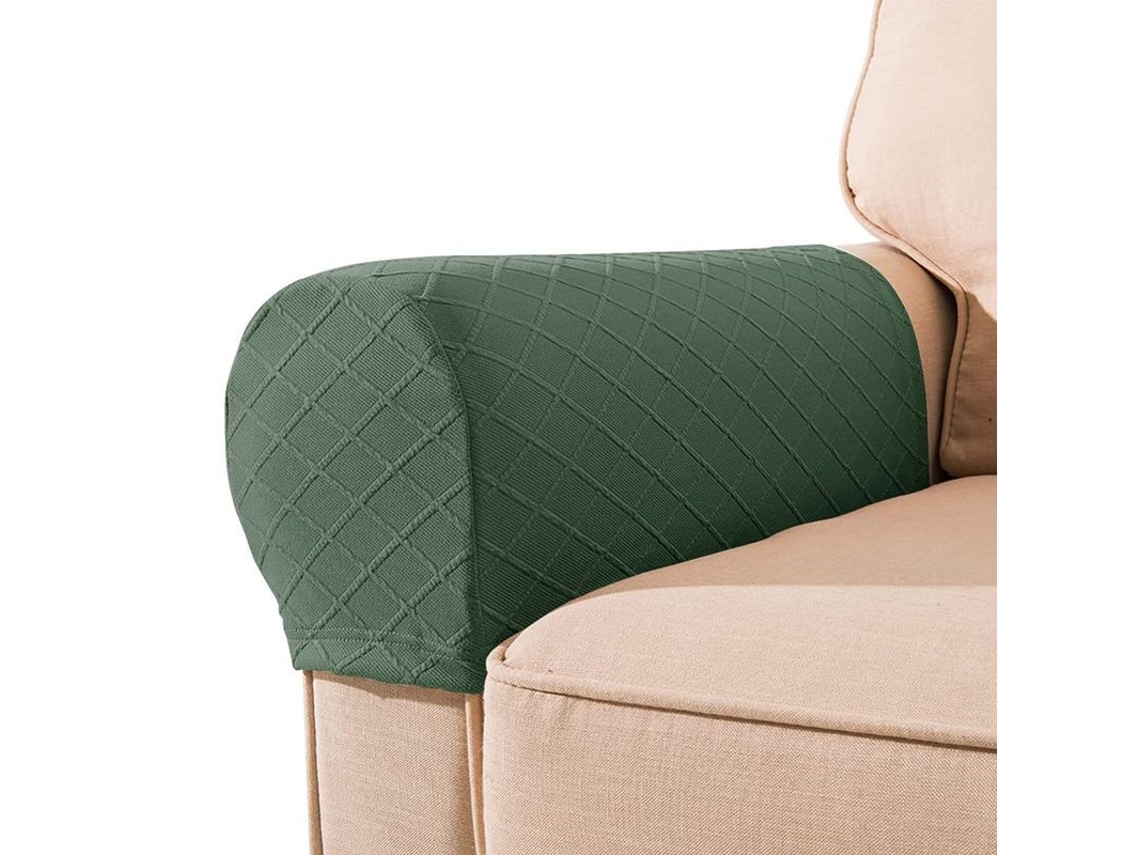 2026-fundas Para Reposabrazos De 2 Piezas Estiramiento Patrón Diamante Para Sillones Sofás Color Verde Matcha