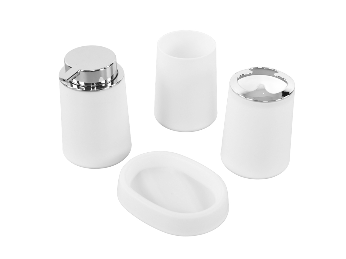 Juego De Accesorios De Baño De 4 Piezas, Acero Inoxidable Blanco, Práctico Y Multifuncional.