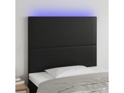 Cabecero Con Luces Led Cuero Sintético Negro 80x5x118/128 Cm