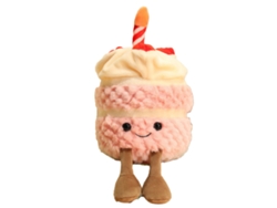 Peluche de tarta de cumpleaños rosa de 28 cm