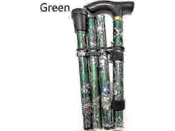 Bastón de aluminio plegable y ajustable con estampado floral para senderismo y acampada, duradero y práctico para la movilidad - Hz