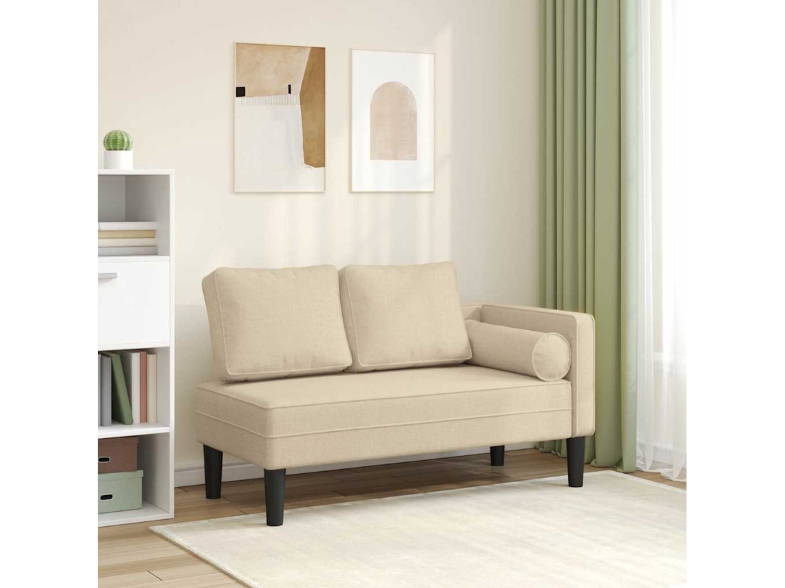 Chaise longue con cojines en tejido color crema Lovely Home