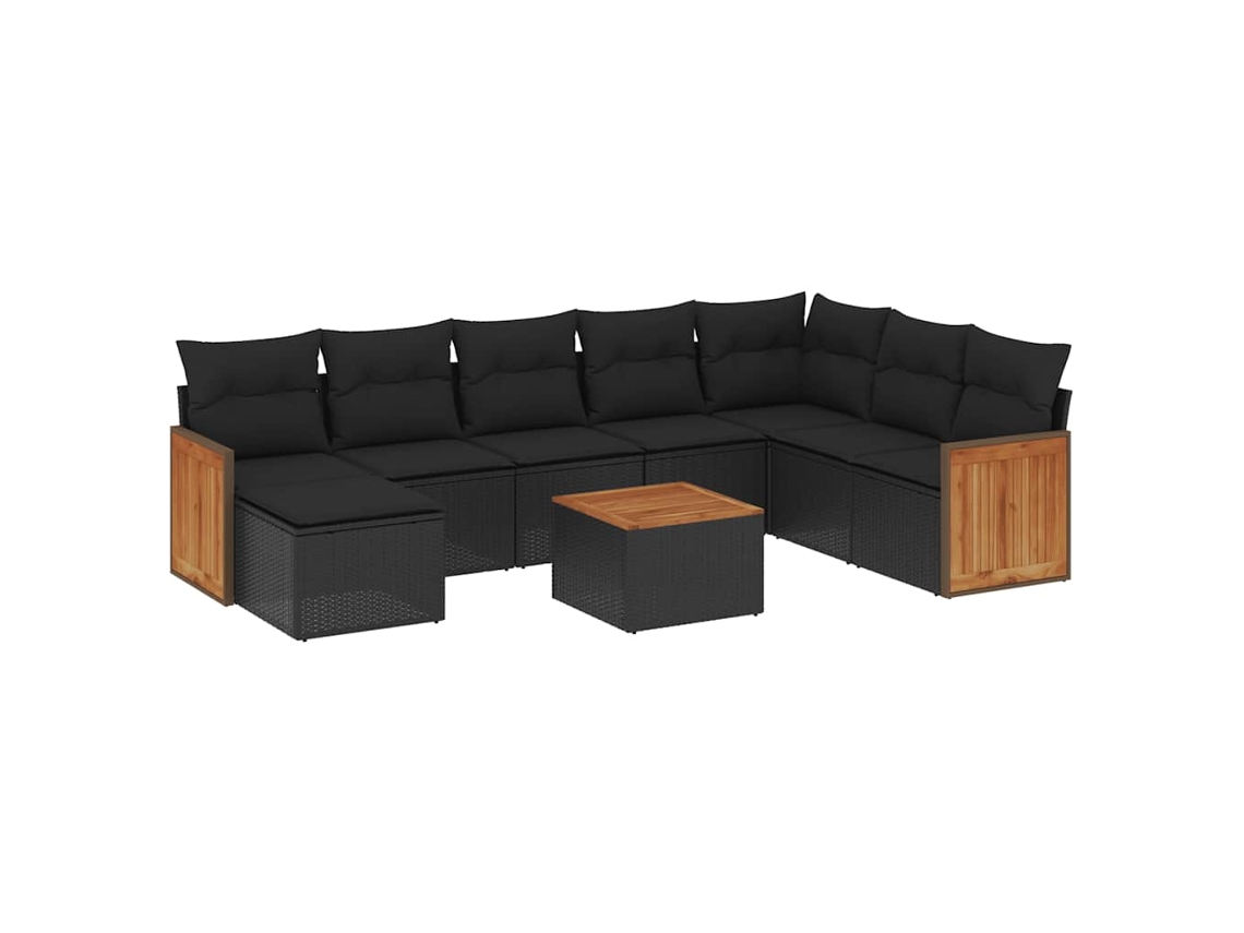 Maison Exclusive - Set De Sofás De Jardín 8 Piezas Y Cojines Ratán Sintético Negro