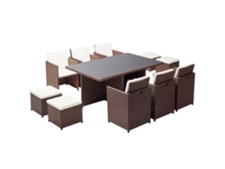 Conjunto de Cenar Exterior CONCEPT U Mónaco (Marrón y Blanco - Resina - 178x115x74 cm)