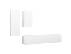 Juego de 4 muebles de TV de madera blanca - MAISON EXCLUSIVE