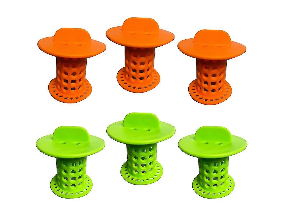 Filtro De Drenaje Para Baño, 6 Piezas De Silicona Orgánica, Captura Cabello, Para Baño, Cocina, Balcón (verde+naranja)