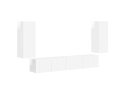 Conjunto de mueble de TV de 4 piezas, blanco brillante, MAISON EXCLUSIVE
