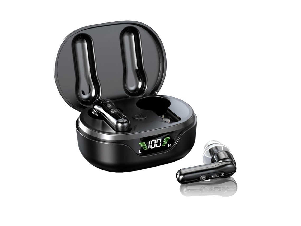 Amplificador auditivo recargable para personas mayores, amplificador de sonido intraauricular con reducción de ruido e indicador LED (negro)