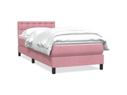 Maison Exclusive - Cama Box Spring Con Colchón Terciopelo Rosa 80x220 Cm