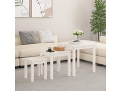 Mesas Apilables 3 Uds Madera Maciza De Pino Blanco