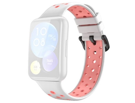 Correa de Silicona dos colores liberación rápida para Huawei Watch Fit 2 - blanco/rosa