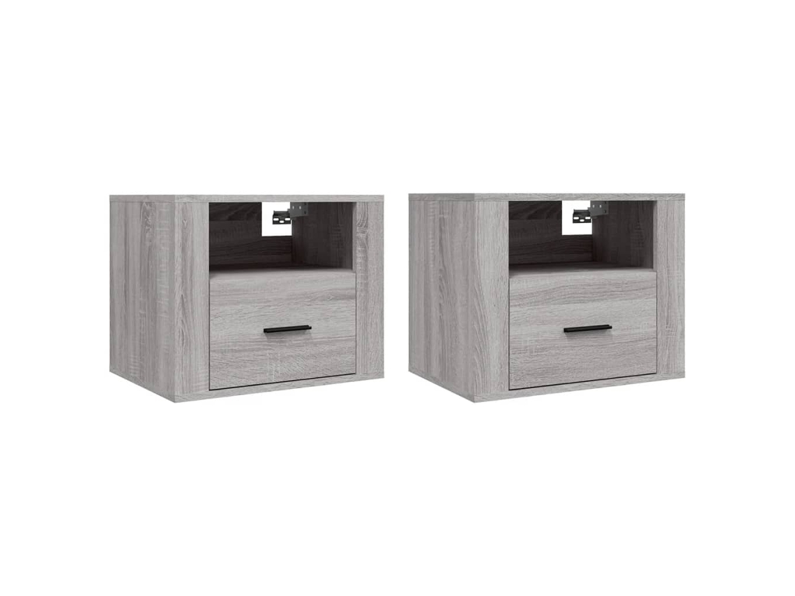 Mesitas de Noche Pared 2 Pzs 50X36X40 Cm Gris Sonoma