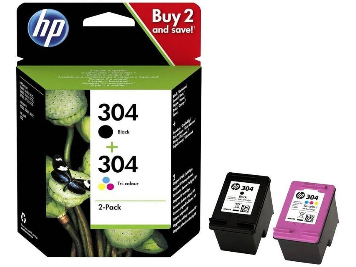 Pack de ahorro de 2 Cartuchos de Tinta Original HP 304  NEGRO TRICOLOR