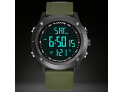 Reloj Digital Multifuncional Luminoso Panars, Resistente Al Agua Hasta 50 M, Con Correa De Pu (verde Militar).