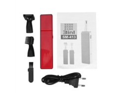Sportsman Trimmer Eléctrico Portátil 3 En 1 Para Barba Nariz Oídos Cejas Pelo Set Familiar Rojo