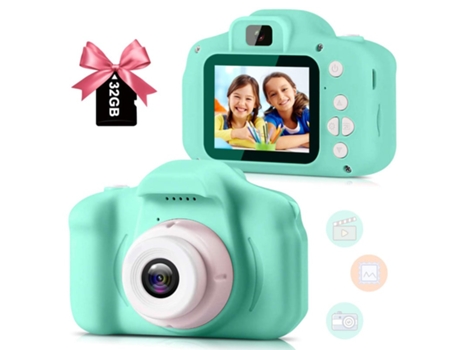 Cámaras Compactas TURMIN X2 para niños, nivel de entrada, pantalla de 2 pulgadas, 13MP, regalo para niños, 32G, verde.