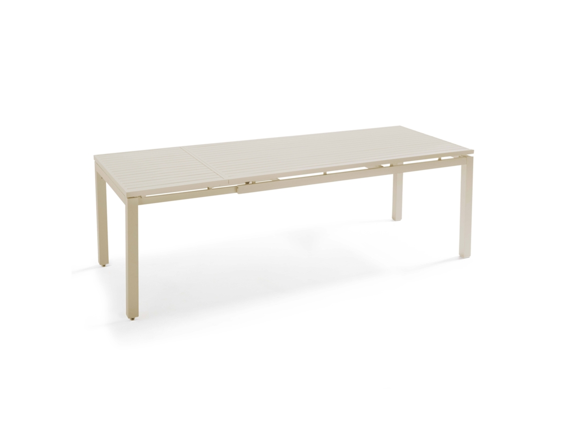 Mesa De Jardín Extensible De Aluminio Crema