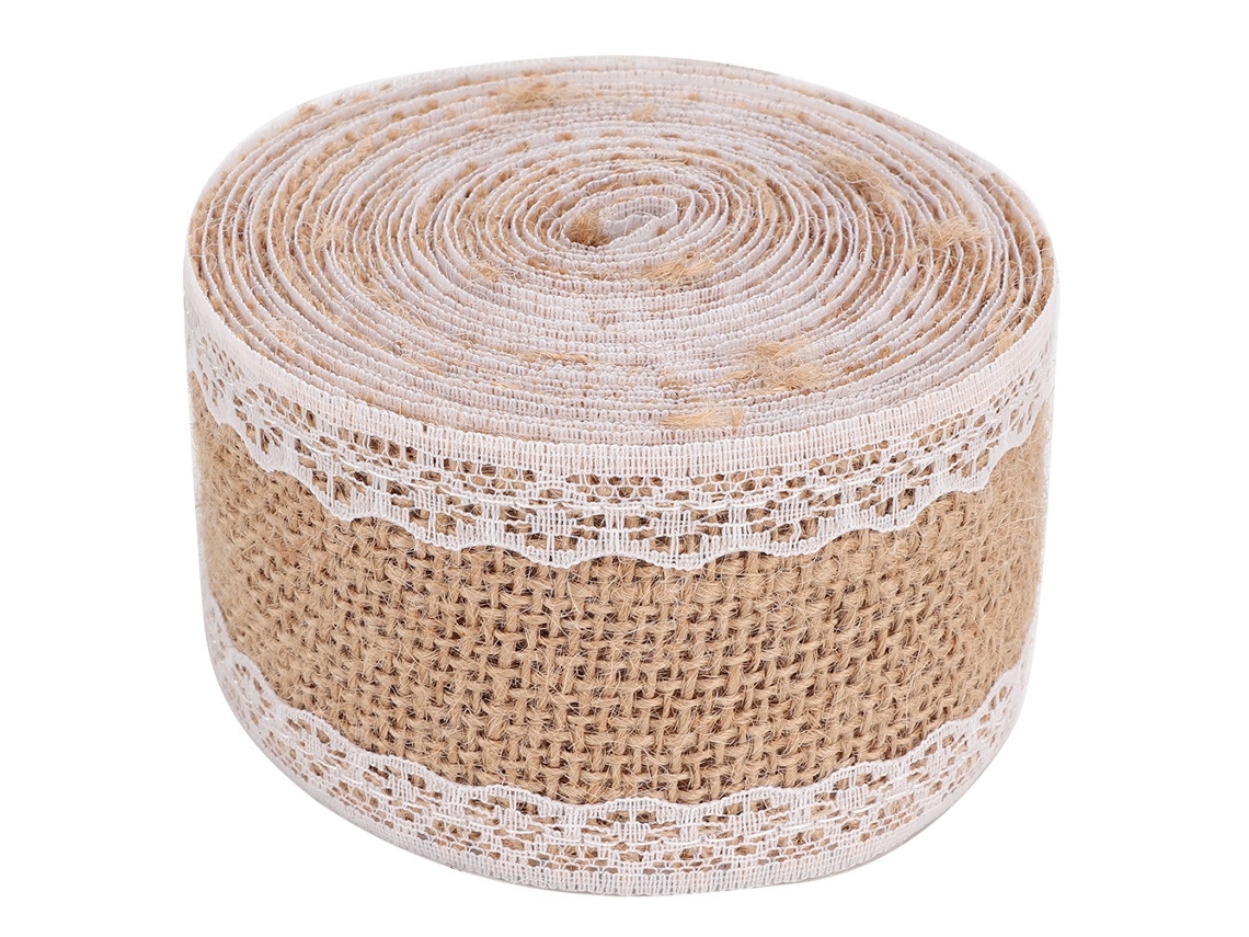 2 rollos de 5 m de hermosos adornos de encaje de lino para el hogar, Navidad, bodas y accesorios de bricolaje Kofihety