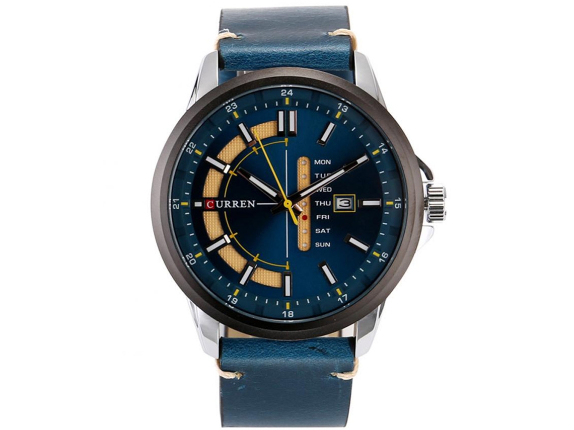 Reloj De Pulsera Para Hombres De Aleación Con Dial Redondo Analógico De Cuarzo (blanco Azul)