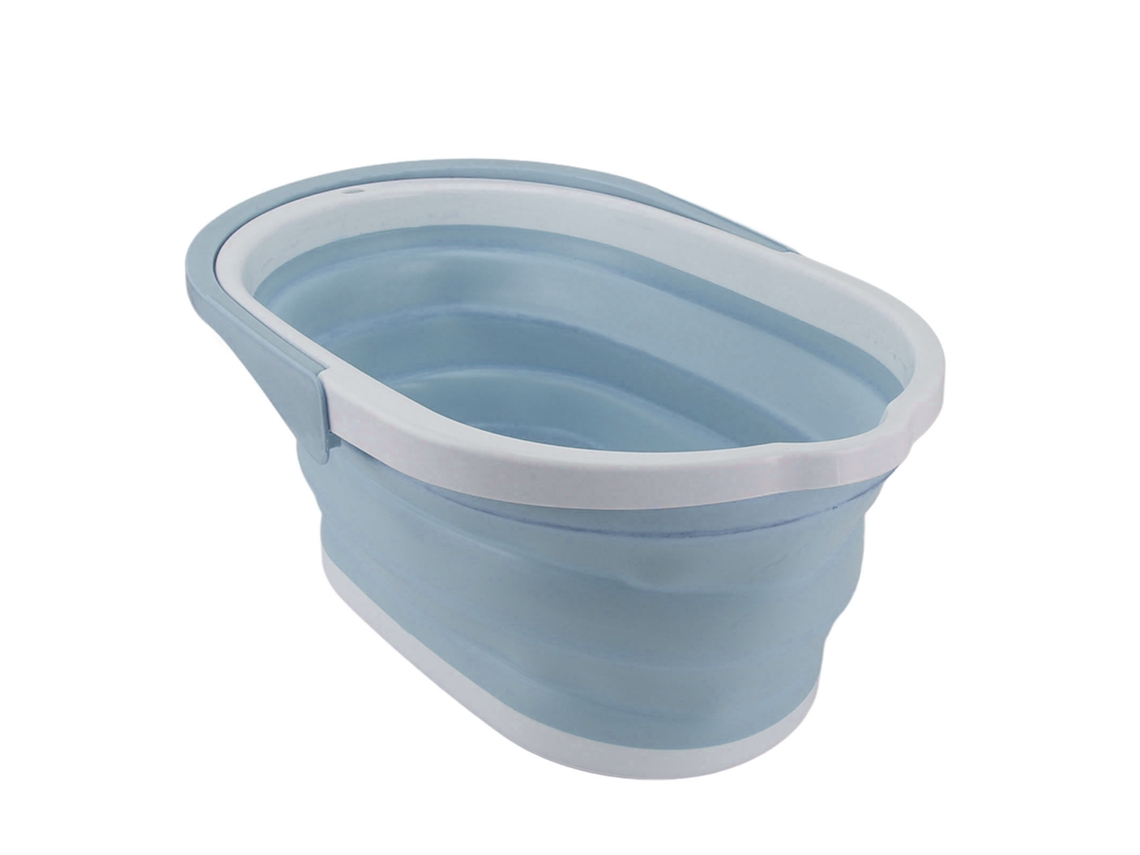 Cubo de limpieza plegable con asa portátil, gran capacidad, color azul