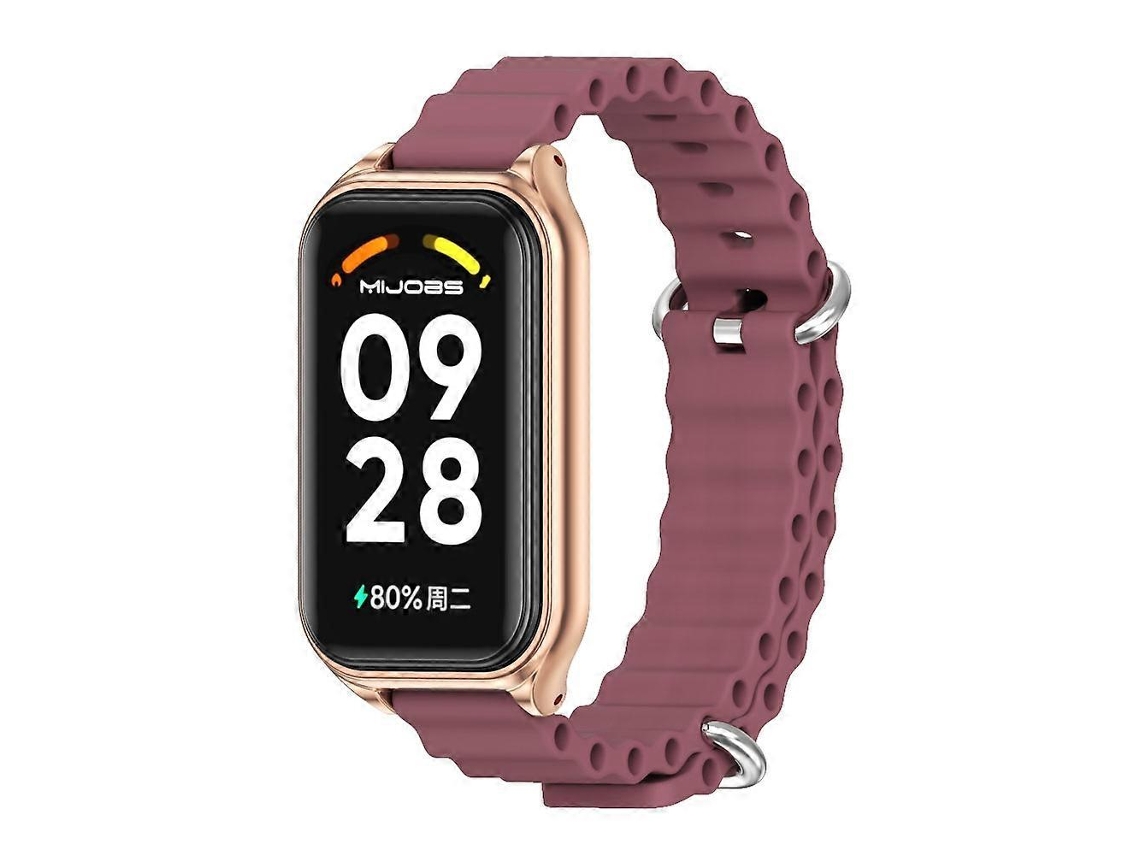 Pulsera de silicona Mijobs con revestimiento metálico y estampado oceánico para Xiaomi Smart Band 8 Active / Redmi Band 2