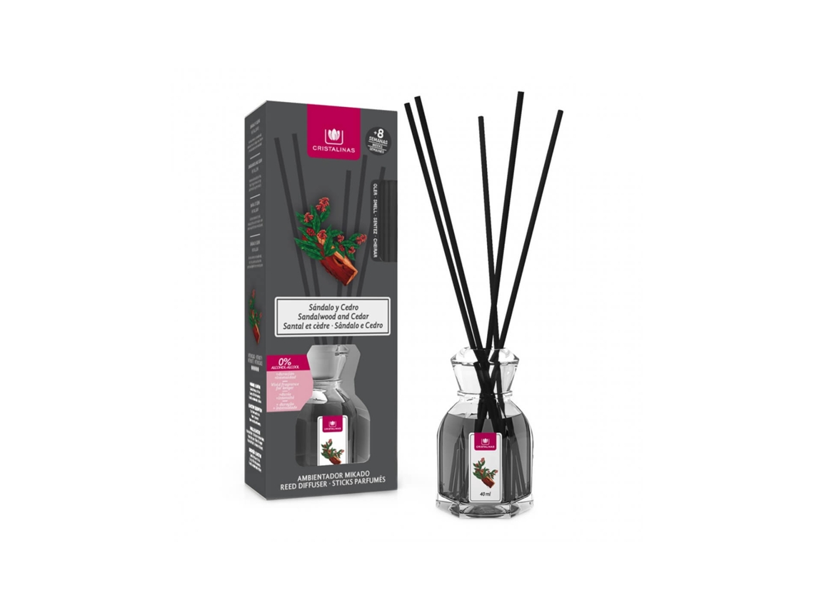 CRISTALINAS Ambientador Mikado 40ml Sándalo y Cedro