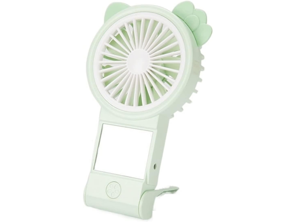 Ventilador De Escritorio Usb Con Espejo Belleza Mini Ventilador Verano Bonito Portátil Recargable Silencioso