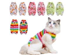 2026-traje De Recuperación Para Gatos Postoperatorio Anti-lamido Sustituto De Collar Elizabethano Ligero Y Transpirable M Arcoíris