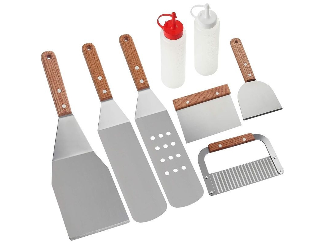 Omni-kit De 8 Accesorios Para Barbacoa Acero Inoxidable Profesional Ideal Para Parrillas Teppanyaki Y Planchas