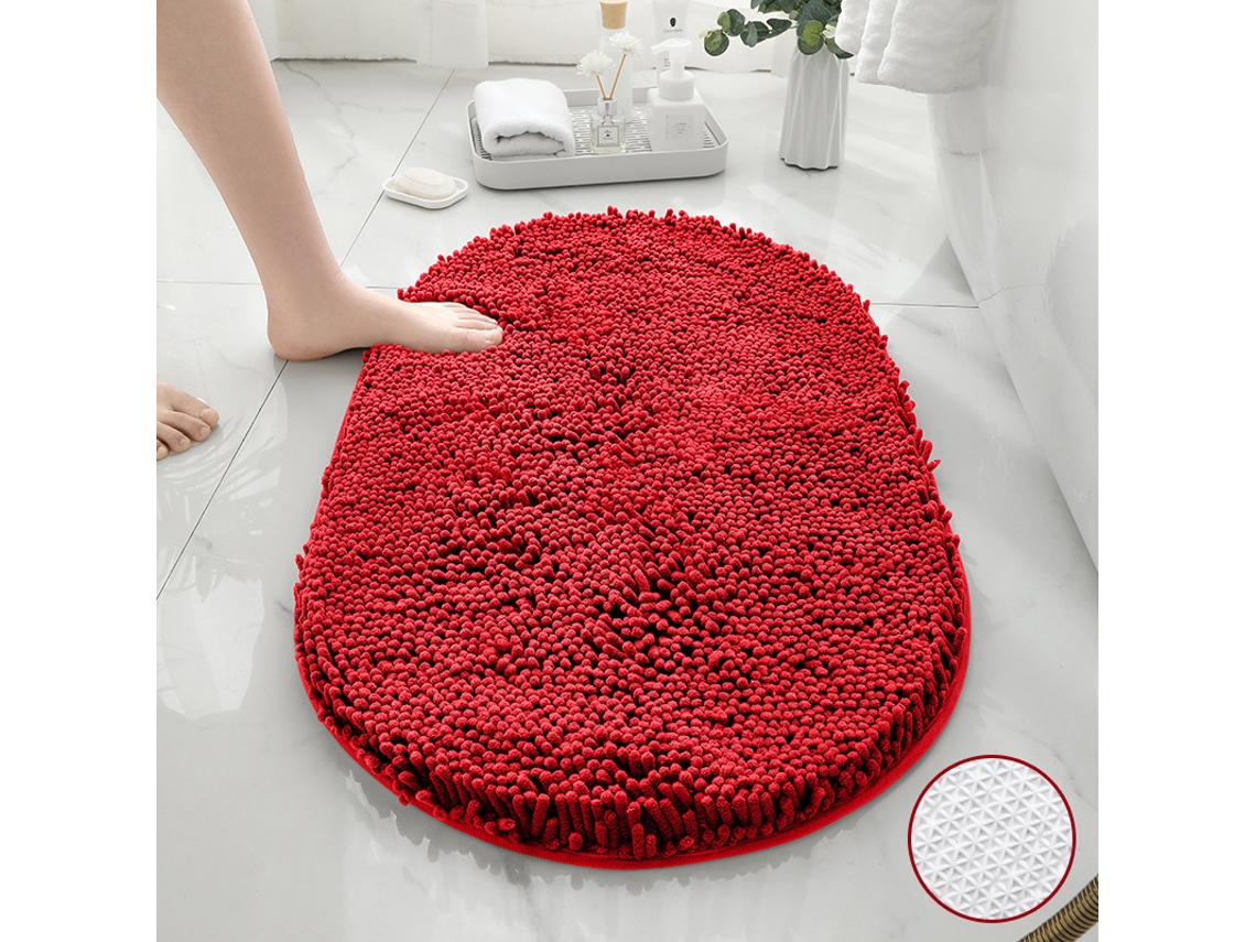 Alfombra de Baño LUUCOZK Antideslizantes Absorbentes Secado Rápido Decoración Baño Fondo Poliéster Rojo (50x80cm)