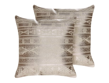 Conjunto de 2 cojines de algodón rosa dorado 50 x 50 cm BELIANI Oujda