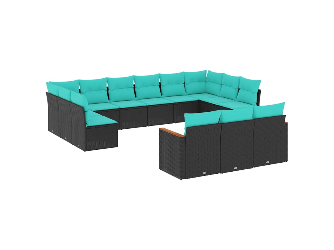 Maison Exclusive - Conjunto De Sofá De Jardín De 13 Piezas Con Cojines, De Poliratán Negro