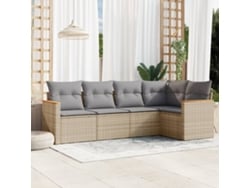 Conjunto de sofá de jardín de 5 piezas con cojines, mimbre sintético beige, Dkd Home Decor