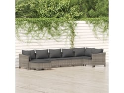 Conjunto de jardín DKD Home Decor de 7 piezas con cojines de mimbre gris
